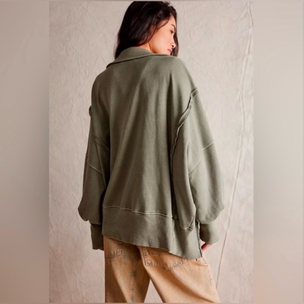 ▪️NWT Free People Camden Henley Sweatshirt in Laurel Oak - Picture 9 of 10